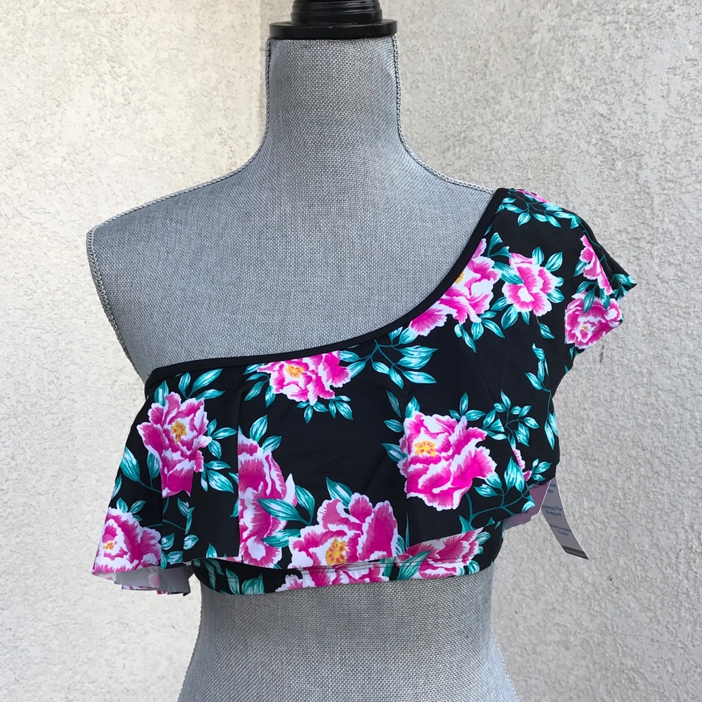 Time and Tru Bella Floral Ruffle Swimsuit Top